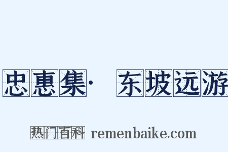忠惠集·东坡远游是什么意思的图片